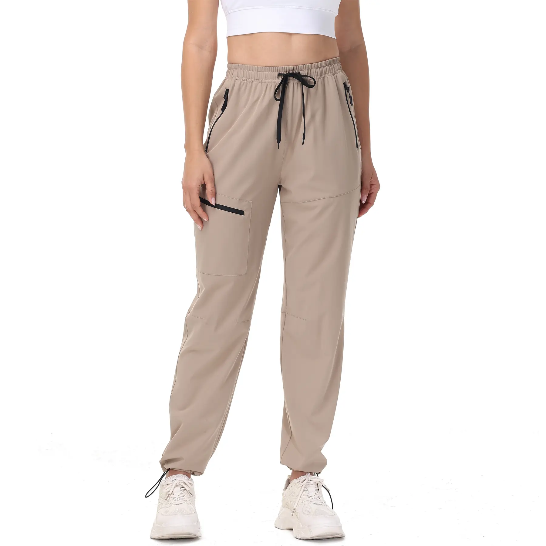 Women’s Quick-Dry Hiking Pants Lightweight Cargo Pants with Elastic Waist for All Seasons Outdoor Travel，Sports Joggers Casual Pants