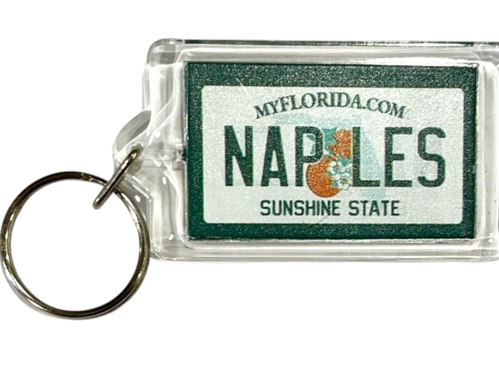 Naples Florida License Plate Acrylic Rectangular Souvenir Keychain 2.5" X 1.5"
