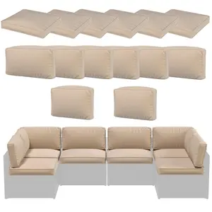 【Only Cushion】Outdoor Cushions for Patio Furniture 14PCS Outdoor Cushion Covers Replacement Washable with Zipper 6-Seaters Sofa Patio Slipcovers Set Seat and Back Cushions for Outside