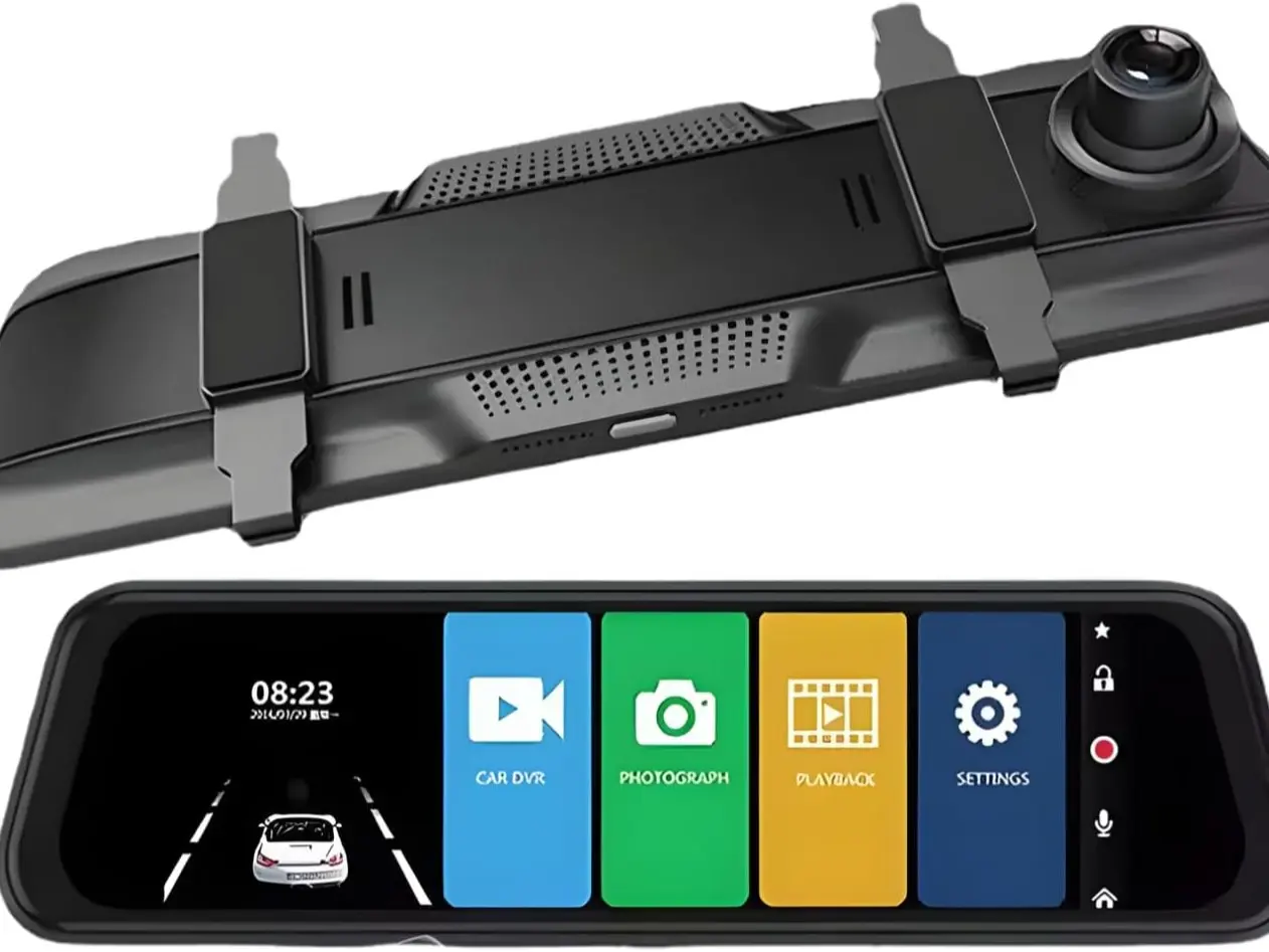 9.66" Touchscreen WiFi Dash Cam – Full HD 1080P Mirror Camera with Starlight Night Vision, Front & Rear View, Loop Recording, G-Sensor, Parking Monitor, Wide Angle Car DVR