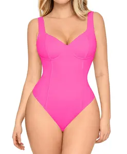 FeelinGirl Full Body Wide V-Neck Bodysuit Slim-fitting Womenswear  Sexy Comfortable