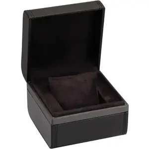Diplomat Single Leather Watch Box – Black Onyx with Steel Gray Trim