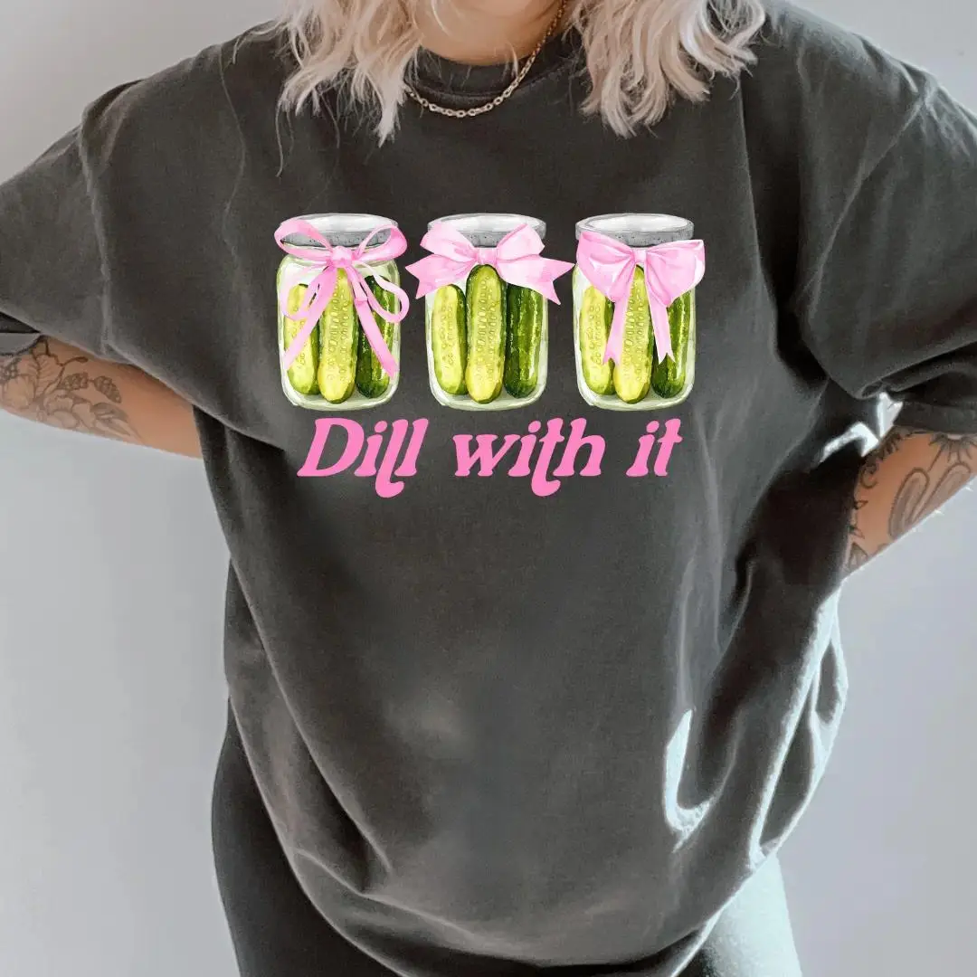 Women's 'Deal With It' Graphic Print Tee, Heavyweight Cotton Fabric Top with an Oversized Fit, A Vintage Style Fashion Basic, Basics,back to school,back to school shopping