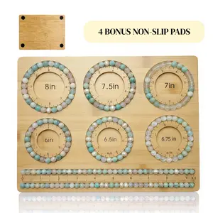 DIY Jewelry Bead Board with Inch Measurement Circles & Non-Slip Pads - Multi-Size Bracelet Sizing Tool, Beading Layout Board with Scale for Bead Design Tray, Compatible for Bracelet Making, Beading Crafts for Hobbyists and Professionals