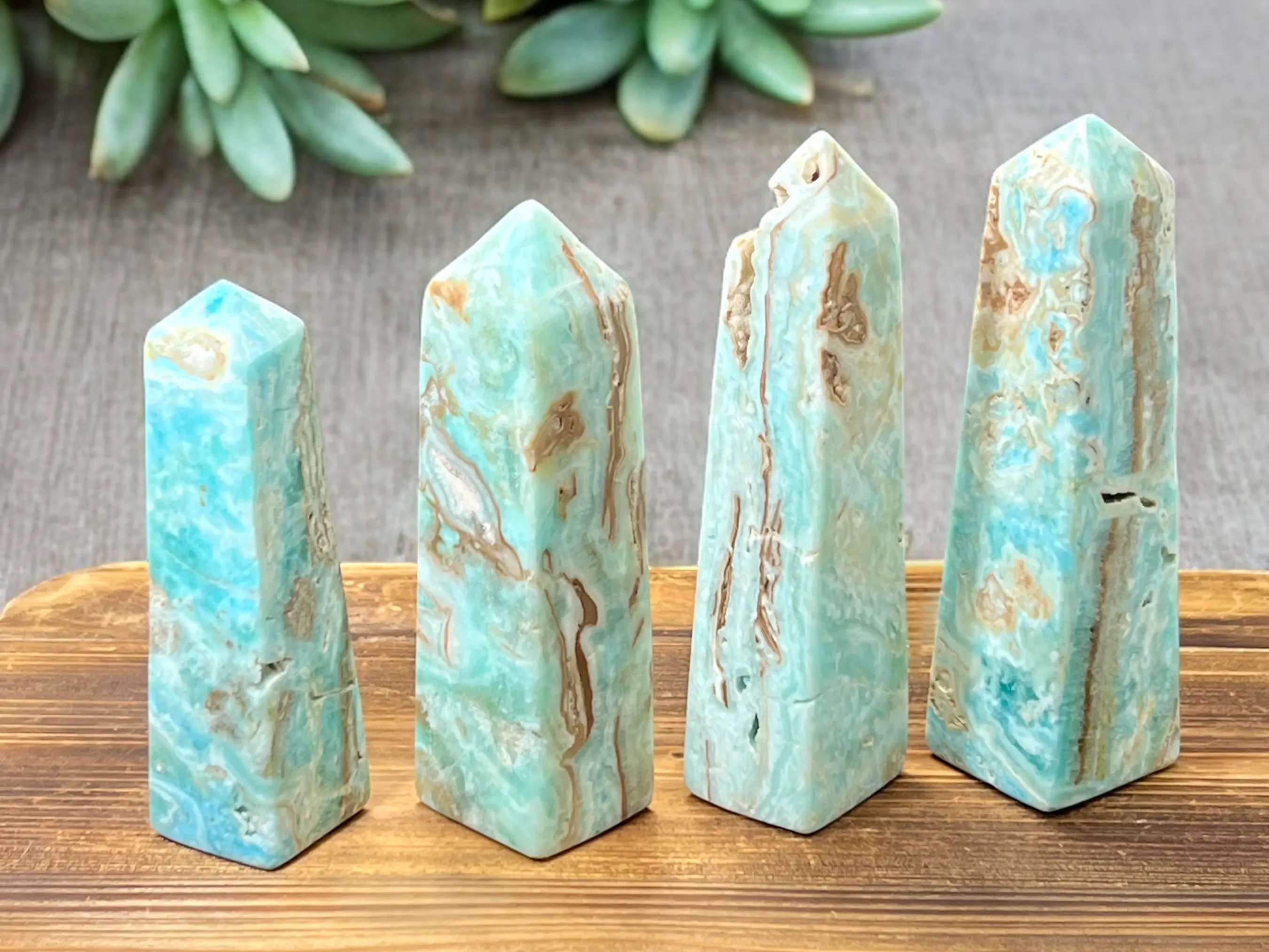 Blue Aragonite Obelisk Tower Crystal Healing Feng Shui Stone