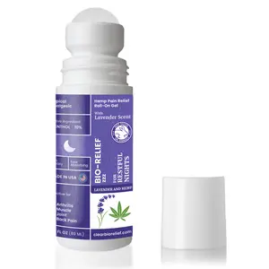 BioRelief Nighttime Maximum Strength Hemp Pain Relief Roll-On Gel w/Soothing Lavender Scent – Overnight Cooling Menthol for Muscle & Joints – No-Mess, Fast-Absorbing Topical Pain Relief - Made in USA