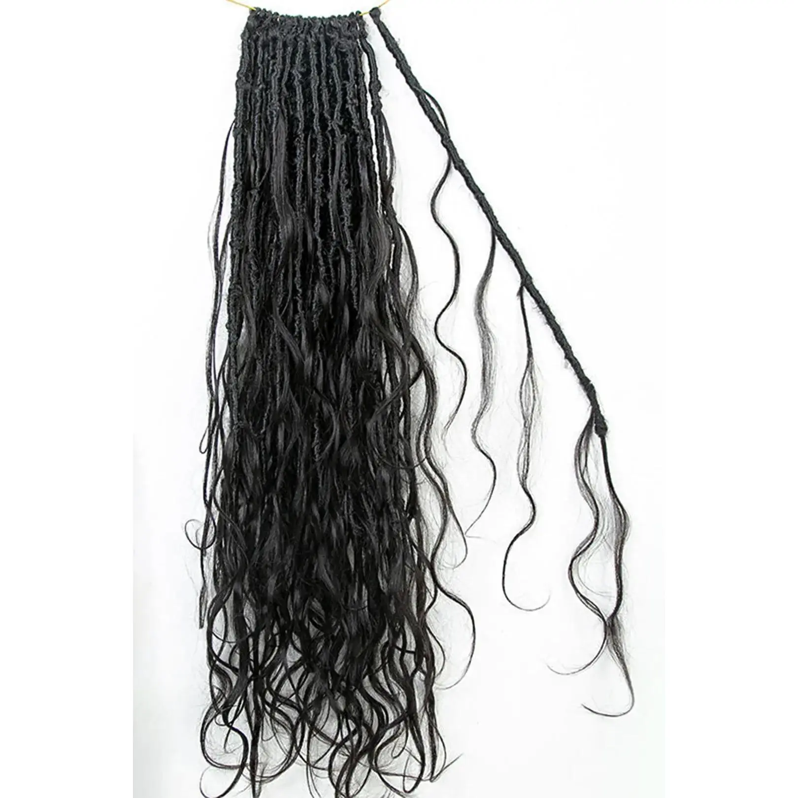 Ygwigs Boho Crochet Faux Locs Braids with Human Hair Curls Body Wave Box Braids with Curls