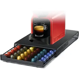 Capsule Drawer Coffee Pod Storage Compatible for Nespresso Support Metal Holder 60 Pcs