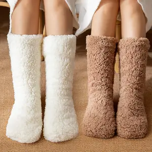 1 Pair Thickened Winter Cashmere Floor Socks Velvet Carpet Sleep Socks Thermal Anti-Slip Slipper Socks for Home Use