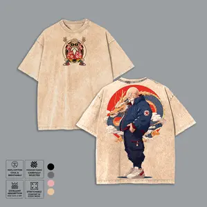 Master Roshi Dragon Ball Anime Washed Tee, Vintage Shenron Dragon Graphic T-shirt, Unisex Cotton Loose-Fit Tee, Gift for Dragon Ball Z Fans Merch