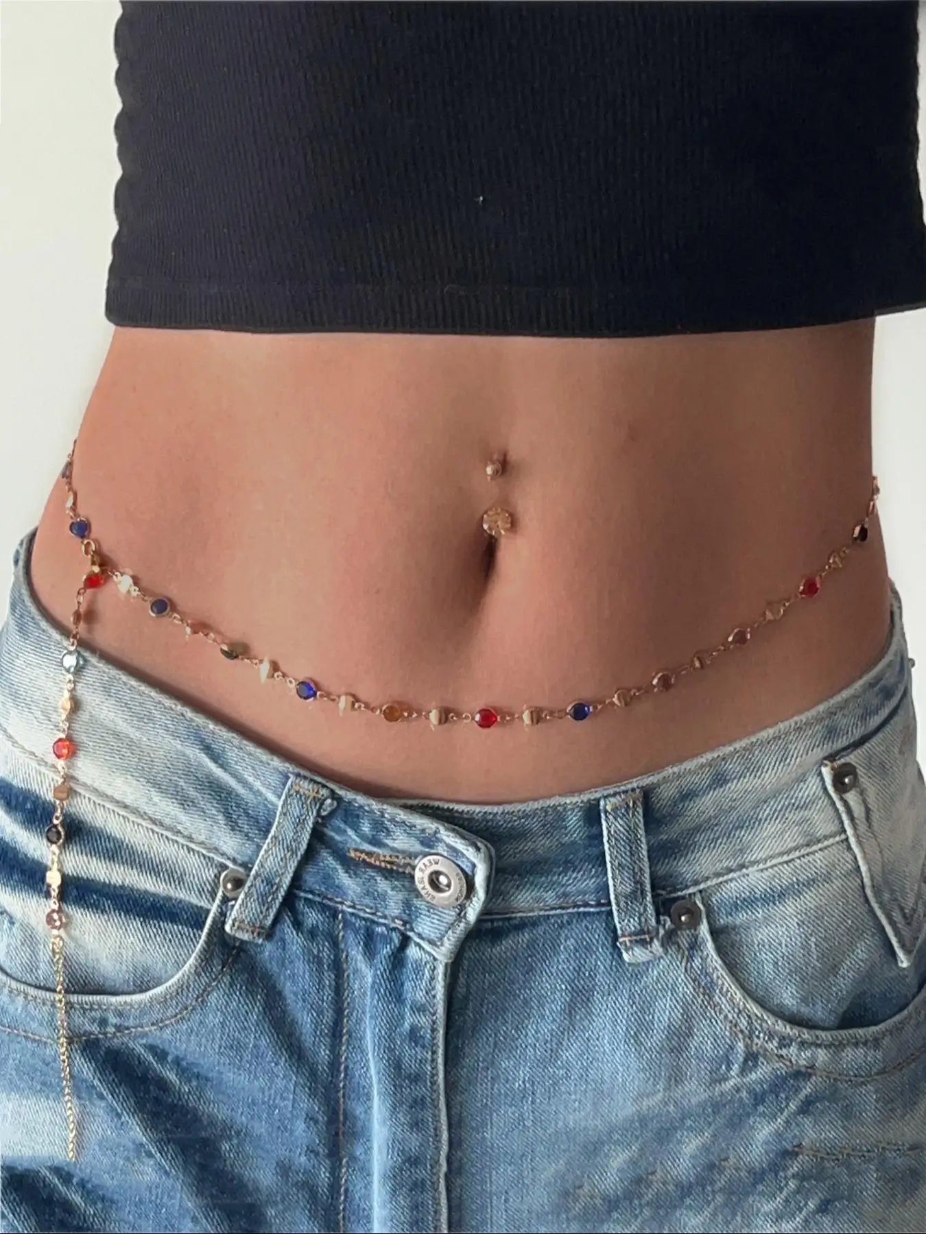 Women's Elegant Rhinestone Decorated Waist Chain, 2024 New Style Exquisite Trendy Adjustable Waist Chain, Chic Body Jewelry for Party & Daily Clothing