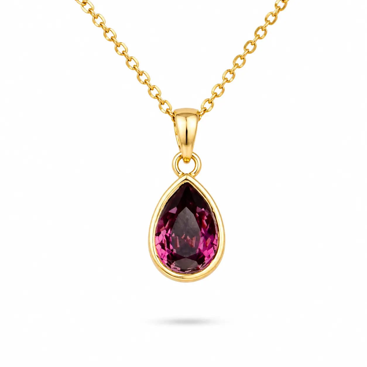 February 18K Gold Plated Necklace with Genuine Swarovski Crystal Birthstone Pendant