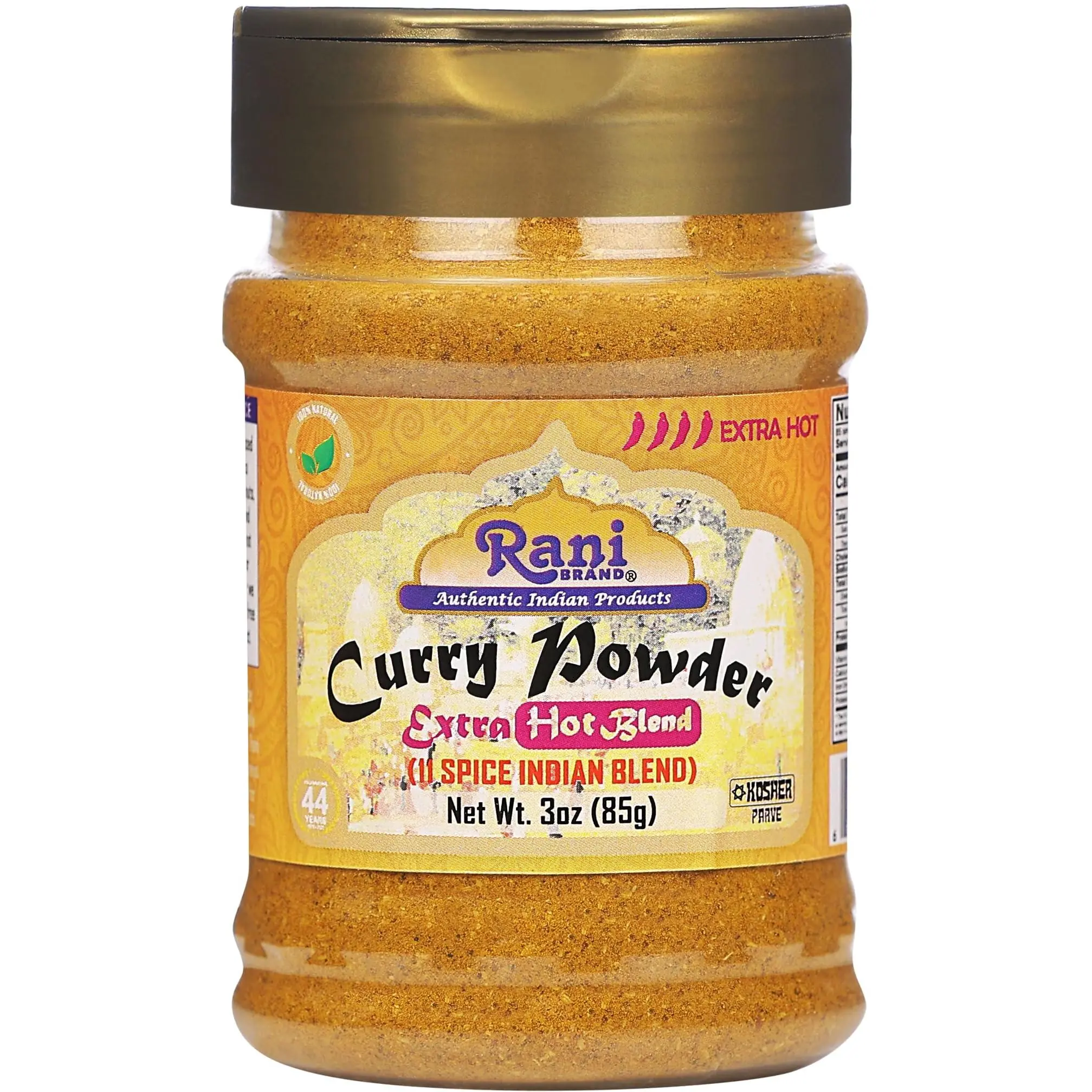 Rani Curry Powder EXTRA HOT Natural 11-Spice Blend 3oz (85g) PET Jar ~ Salt Free | Vegan | Gluten Friendly | NON-GMO | Kosher | Indian Origin