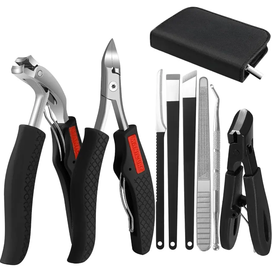 Toenail Clippers for Seniors Thick Toenails, Professional Large Toe Nail Cutter & Trimmer for Men and Women, Pedicure Knife Tools, Ingrown Toenail Removal Kit, Ultra Sharp Fingernail Clippers 8 Pcs, In Grown Toe Nail Remover