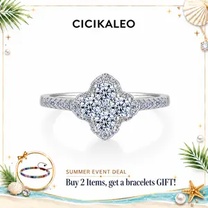CICIKALEO 1.3CT Moissanite Rings for Women Clover Lucky 18K Gold Plated Lab-Created Engagement Promiserings Gift for Her R021 #Summervibes