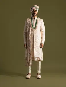 Powder pink tonal embroidery sherwani set