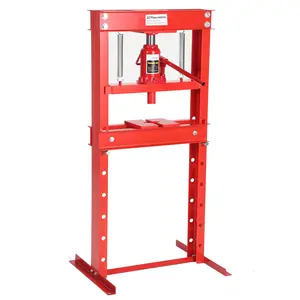 20 Ton Hydraulic Shop Press, H-Frame with Adjustable Height Table & Stamping Plates, for Automotive Repair, Metalworking, Garage, DIY - Red