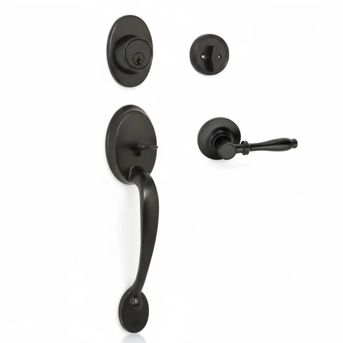 Frankfort Matte Black Traditional Handleset with Villa Lever