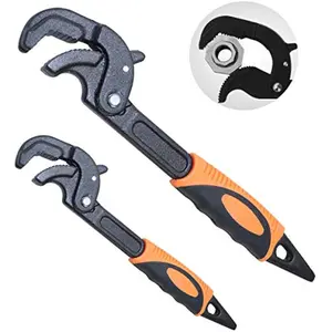 Heavy Duty Pipe Wrench Set,10'' and 15'' Self-Adjusting Pipe Wrenches for Plumbing and HVAC,2 Piece Pipe Vise Tool Kit for Standard and Lrregular Nuts,Pipes,Fixtures - Pipe Wrench Set