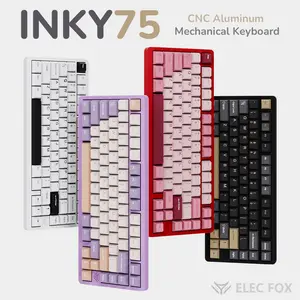 Elecfox INKY75 75% Aluminum Creamy keyboard, Mechanical Gaming Keyboard, Wireless Tri-mode Connection, Matcha Butter Switches, PBT Keycaps, RGB Backlit, Gasket Hot-Swap, PC accessory