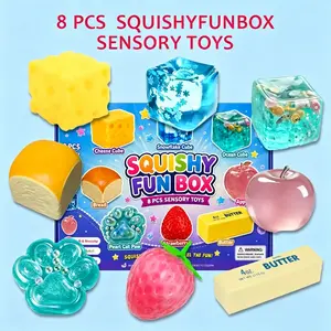 8-Piece Set Squishy Box, Blind Box Malt Sugar Stress Relief Fidget Toys, Sensory Bundle, Creative Slow-Return Squishy, Party Gift, 8 Different Styles