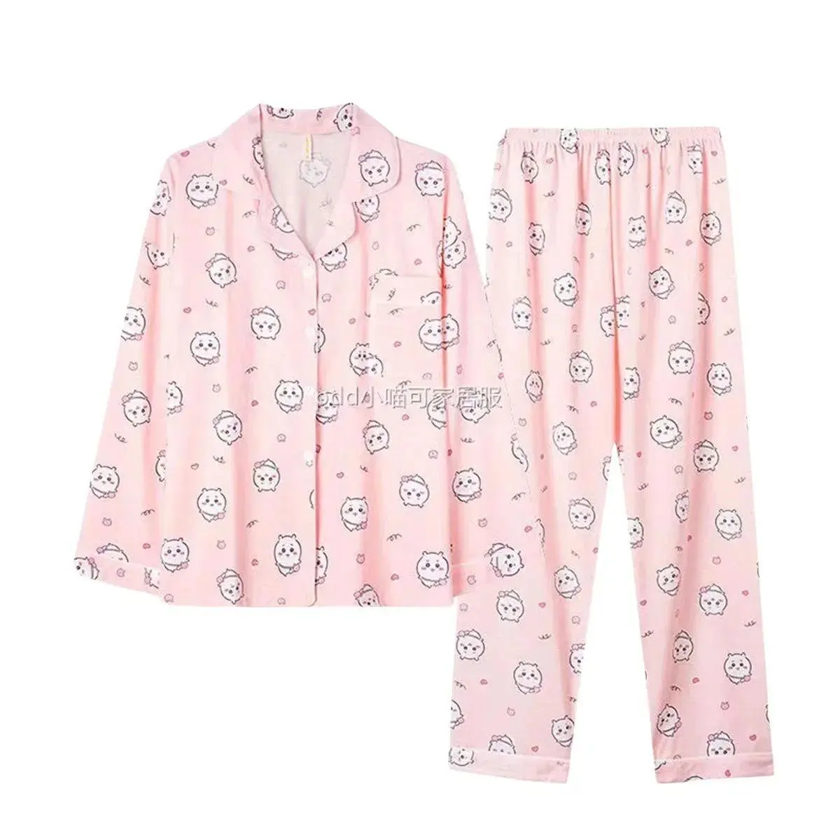 Chikawas Pajamas Hachiware USAGI Pajamas Women's Spring and Autumn Long-sleeved Trousers Winter Home Wear Set