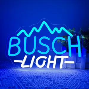 Busch Light Neon Signs for Wall Decor Neon Lights for Bedroom Led Signs Suitable for Man Cave Bar Pub Restaurant Christmas Birthday Party Gift Led Art Wall Decorative Crs Light Bar Sign, 5V Usb Power