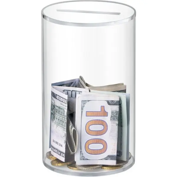 Clear Acrylic Piggy Bank, Cylindrical Piggy Bank For Home Decor, Money Jar Room Decor, Summer Unopenable Acrylic Saving Jar, Home Ornaments Tin