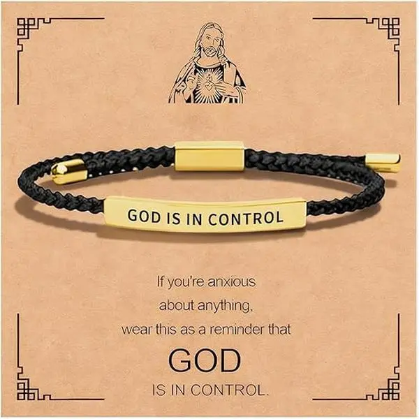 God is in Control Bracelet Inspirational Bracelets for Women Christian Faith Bracelets Adjustable Braided Tube Motivational Birthday Jewelry Inspirational Gifts for Women Trendy