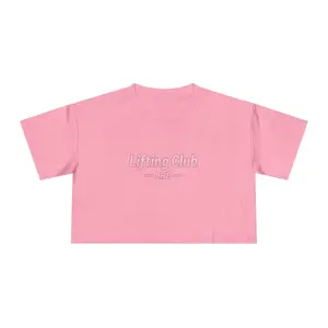 Crop Tee — Lifting Club Pink Floral Skull Graphic