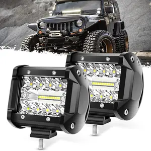 DIBMS 4 Inch LED Light Pods 60W Combo White Led Light Bars Spot Flood Beam Off Road Driving Fog Lights Waterproof for Offroad Boat Car Tractor Truck SUV ATV Grain Drill, Mower, Snowplow