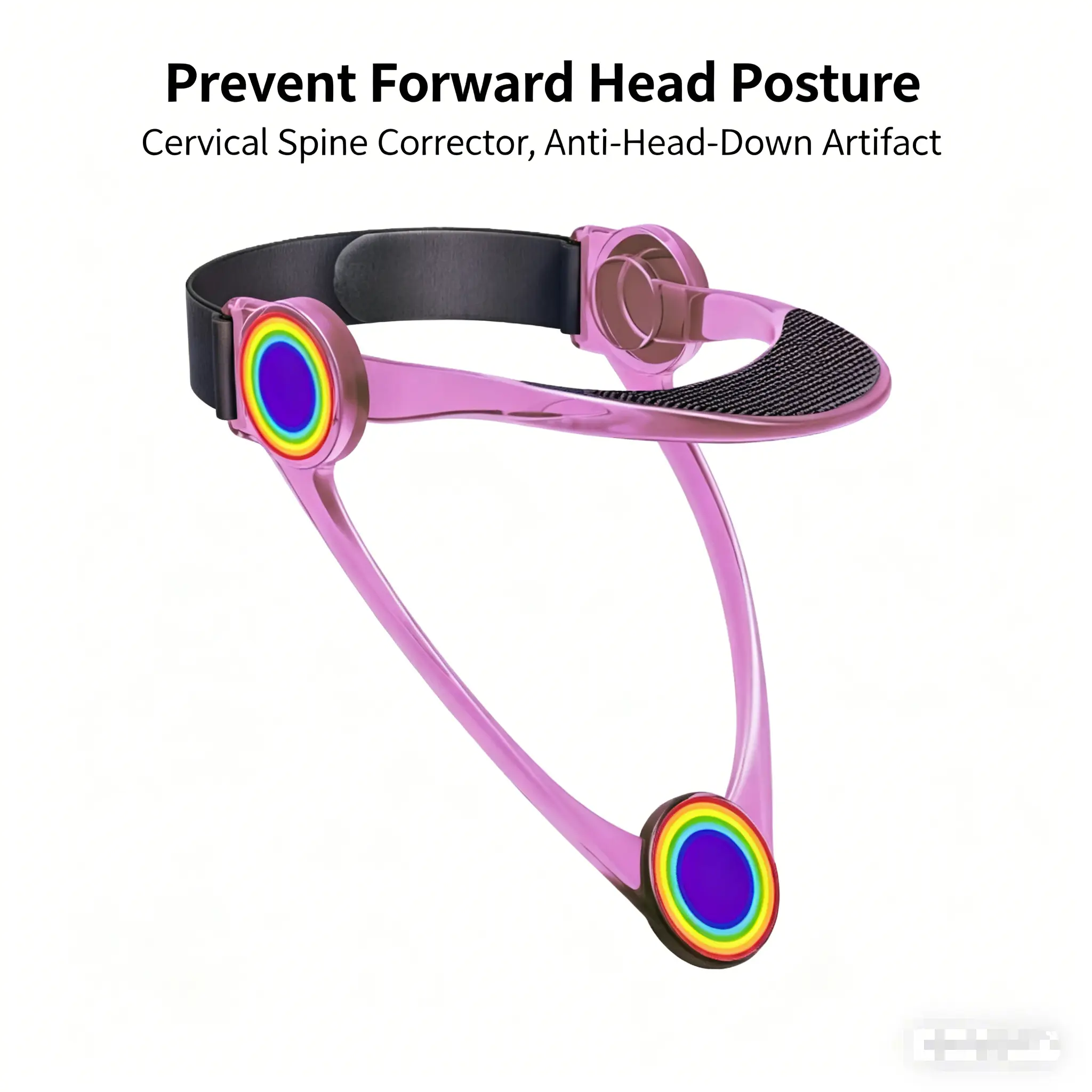 Adjustable Breathable Cervical Neck Brace Posture Corrector for Tech Neck Relief - Foldable Portable for Office Use, Healthcare Indoor Leisure Equipment, Rubber, Lightweight