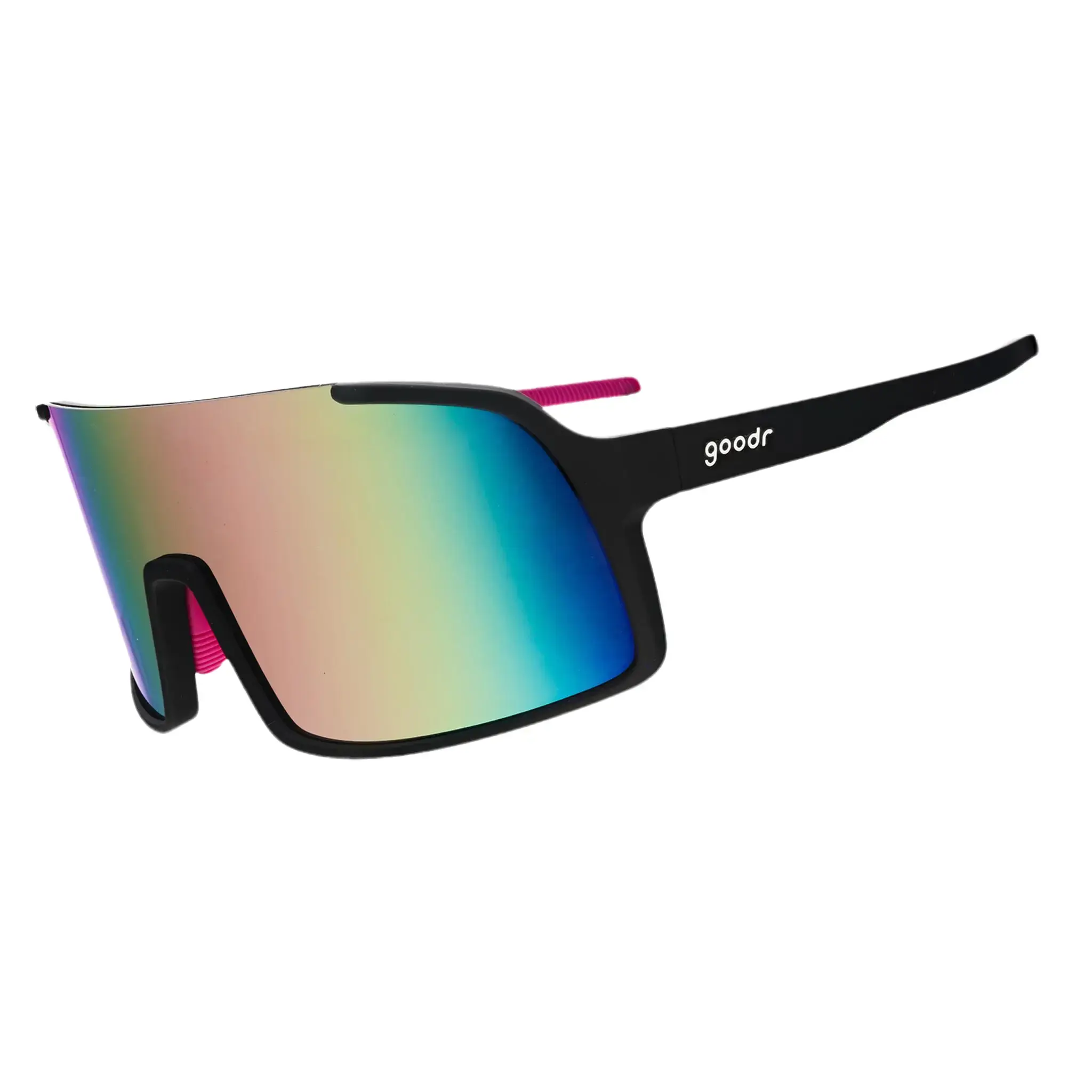 goodr Ask Me About My Escape Plan Large Size (Astro G) Solid Black Frame with Purple Lens, UV400, No Slip No Bounce No Tangle