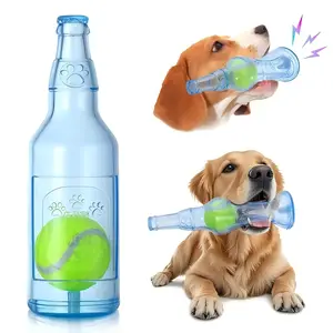 Blue Water Bottle Interactive Dog Toy for Aggressive Chewers,Chew Toys With a Tennis Ball,Squeaky Dog Toys for Aggressive Chewers for Small Medium Dogs,Ball in a bottle,Toys for Boredom Keep Teeth Healthy Durable& Safe Material