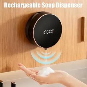 Automatic Foam Soap Dispenser, 260ML Smart Bathroom Soap Dispenser, Infrared Sensor, Adjustable Foaming, Temperature Display, Wall-Mounted, USB Charging, Ipx5 Waterproof, Kitchen & Bath Use