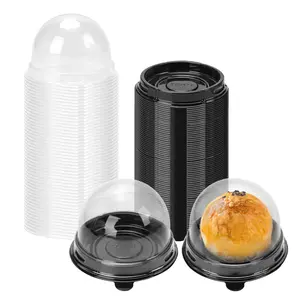 Mini Individual Cupcake Container 2.8x2 IN Mini Cupcake Boxes Desk Pet Containers for Chocolate Covered Cookies, Mooncake(50 Pack, Black)