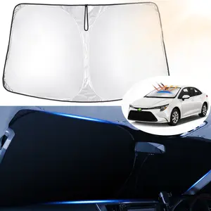 Canvcle Custom Fit Windshield Sun Shade for Toyota Corolla 2014-2026 Full Coverage UV Protection Foldable Silver Black 240T 5 Layers Reflective Fabric