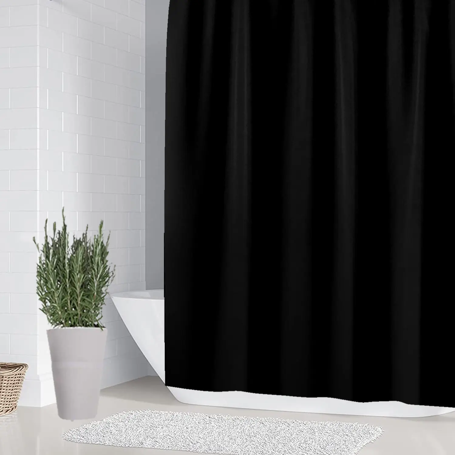 1/4 piece black pattern, Shower Curtain Set For Bathroom, shower curtain set includes shower curtain, toilet seat cushion, bathroom cushion and toilet lid cover, bathroom decoration with 12 hooks, waterproof partition curtain, bathroom accessories