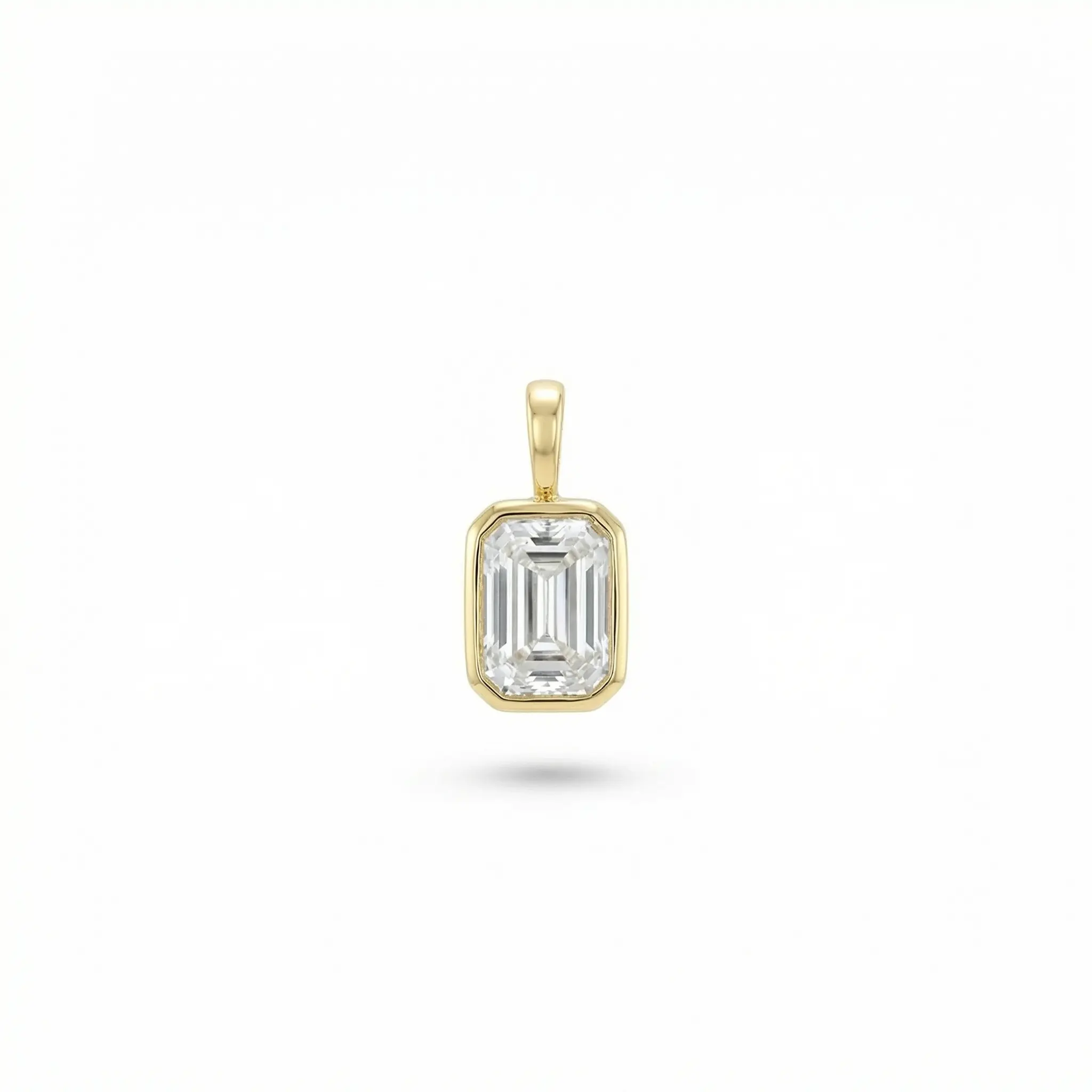 Classic Emerald-Cut Bezel-Set Solitaire Moissanite Pendant
