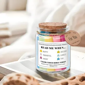 1 Bible verse poetry jar, with color-coded scriptures and a flip-top lid, featuring emotion-oriented Bible verses (joy, peace, strength), a Christian gift suitable for baptism, graduation, birthday, or Christmas presents.