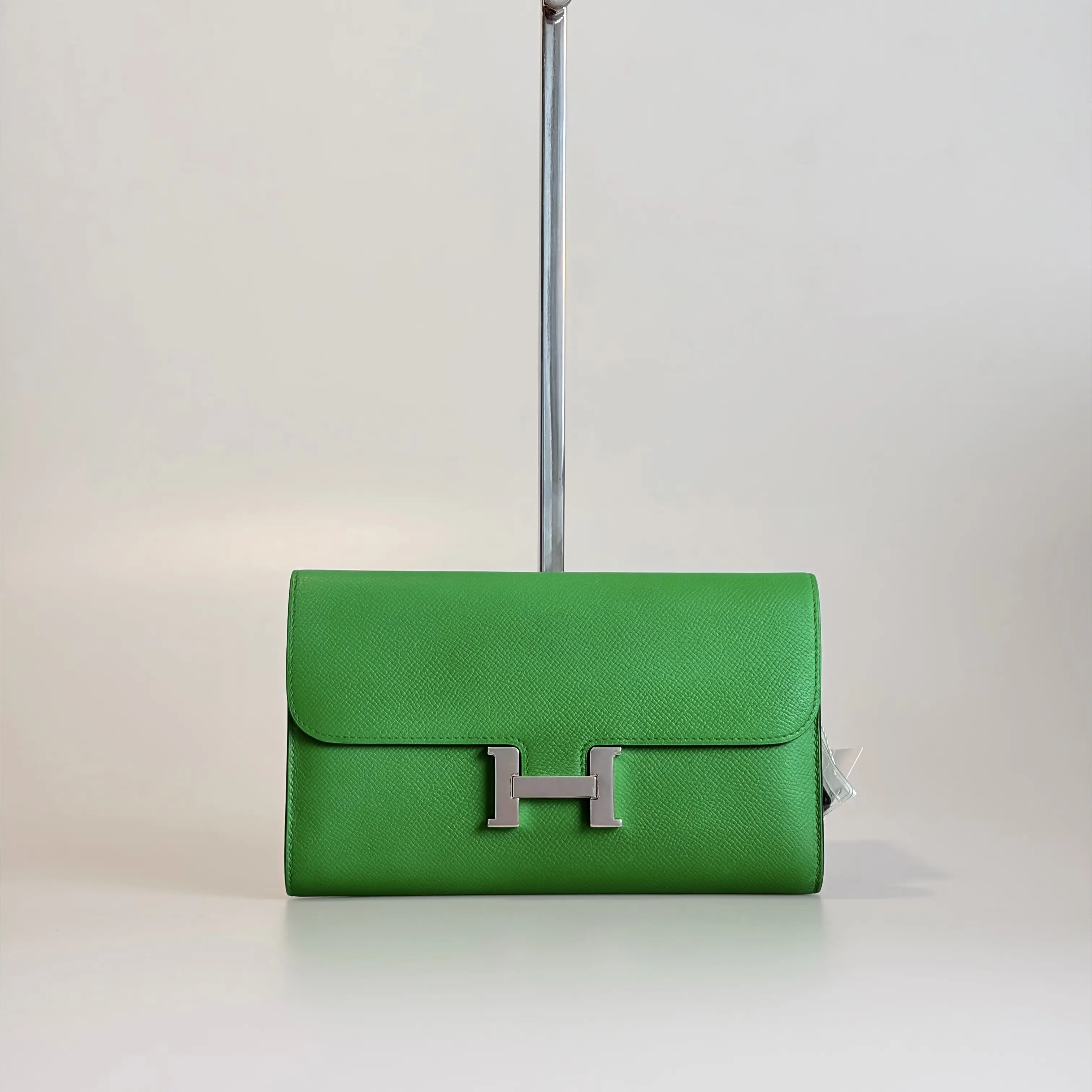 Pre-owned HERMÈS Epsom Small Leather Good HERMES Constance Bamboo Silver tone Clasp Wallet 22506277 Sold As Is / Final Sale