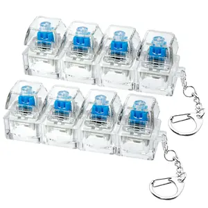 Adult Keyboard Fidget Toys LED Light Up Toys Cool Fidget Keychain, Multi-Functional Keyboard Switch Tester Fidget Keychain Anxiety Relief Items Fidget, Clear Keycaps Tester,Halloween Christmas gifts