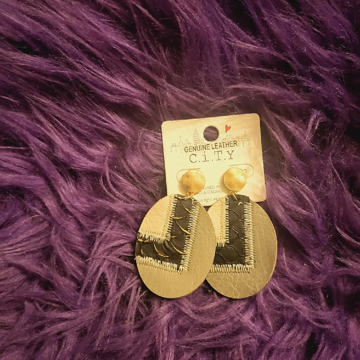 C.I.T.Y Leather Stitch Earrings