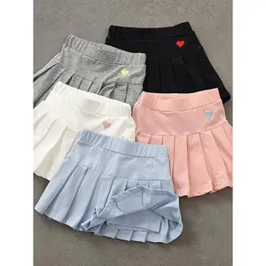 (New)[Girls' Skort Set] PEPPY GIRL STUFF - 2026 Spring/Summer Girls' Pleated Skort 2pcs Set, High-Stretch Comfortable Soft Skort with Built-in Anti-See-Through Safety Shorts, Student Weekend Outing Casual Sports Skirt (gift)
