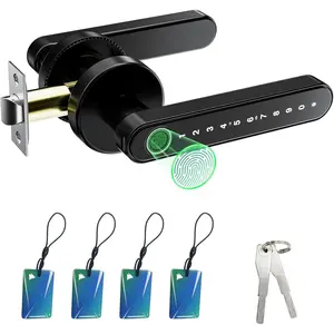 Fingerprint Door Lock Biometric Door Knob with Keypad Keyless Entry, Door Locks for Bedrooms,  Hotel Office Apartment Black