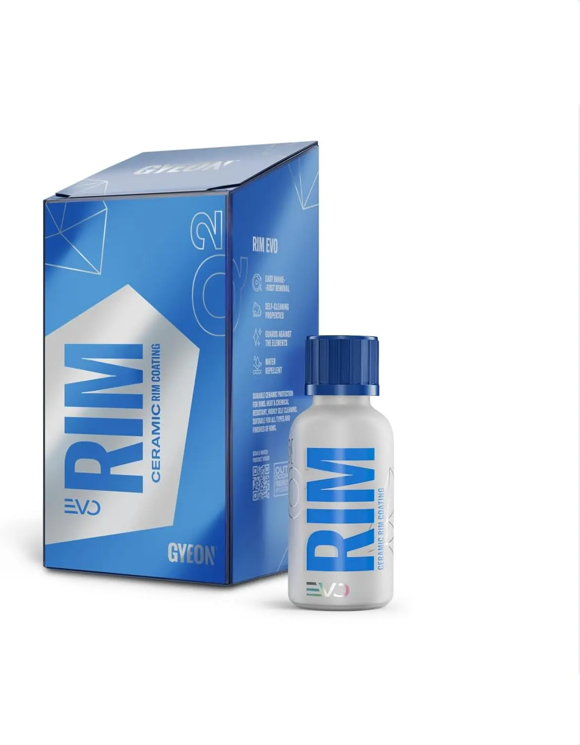 Gyeon Rim EVO Ceramic Wheel Coating Kit for Alloy Wheels, Brake Dust Repellent, High-Heat Resistant, Hydrophobic Protectant, Satin Finish, Leaves Smooth Feel, Maintains Clean Appearance for Automotive Enthusiasts, Easy To Apply