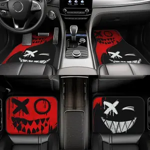Car Fashion Foot Mats Set, Printed Waterproof Anti-Spill Carpet, 4-Piece Car Mat Set, Durable and Easy to Clean, Car Floor Mats