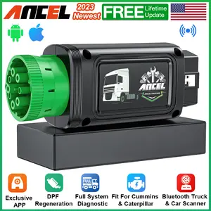 ANCEL HD100 Heavy Duty Truck Scanner with DPF Reset & Forced Regen, All System Diesel Scanner Diagnostic Tool for Cummins Detroit & More, HDOBD & OBD2 Code Reader for Diesel Trucks Semi Trucks Buses