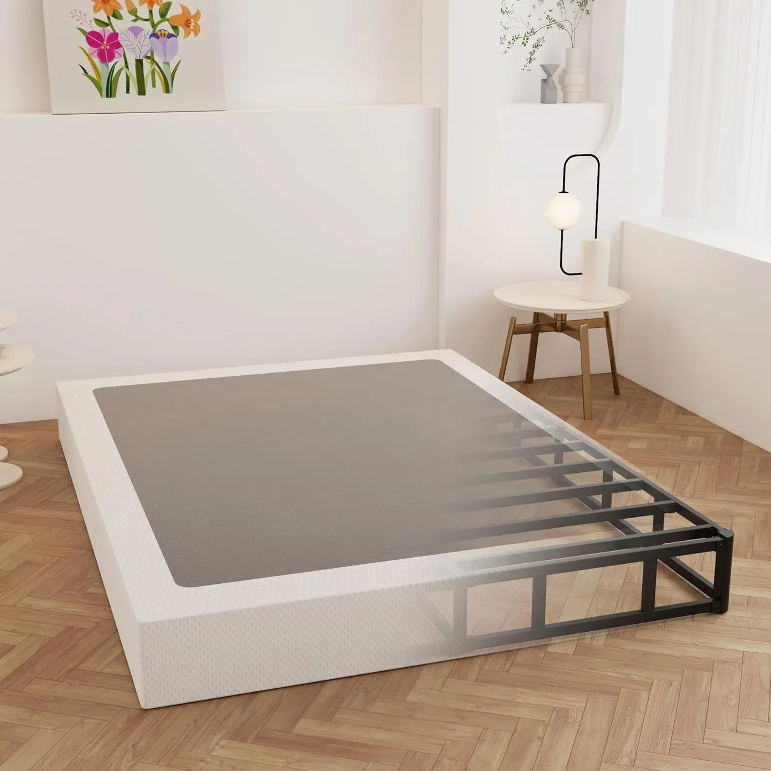 9 Inch Box Spring for  Bed, Heavy Duty Metal Box Spring Bed Base with Fabric Cover, Mattress Foundation, Easy Assembly, Noise Free, Black