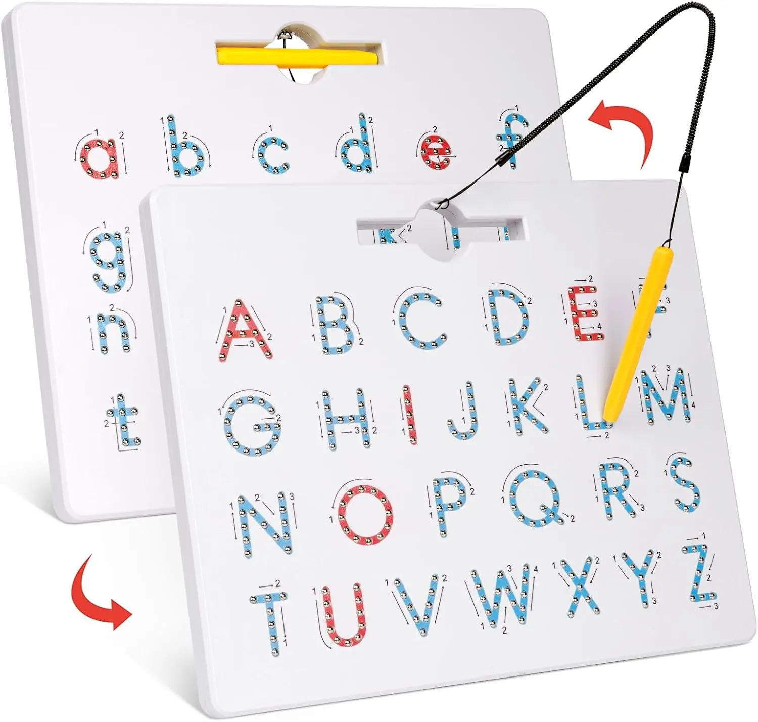GAMENOTE Double Sided Magnetic Letter Board - 2 in 1 Alphabet Magnets Tracing Board for Toddlers ABC Letters Uppercase & Lowercase